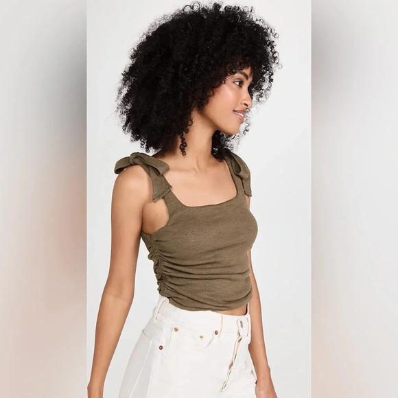 Free People FP Movement Women's Boulevard Tank Top Brown Ties at Shoulder NWOT - Picture 7 of 8